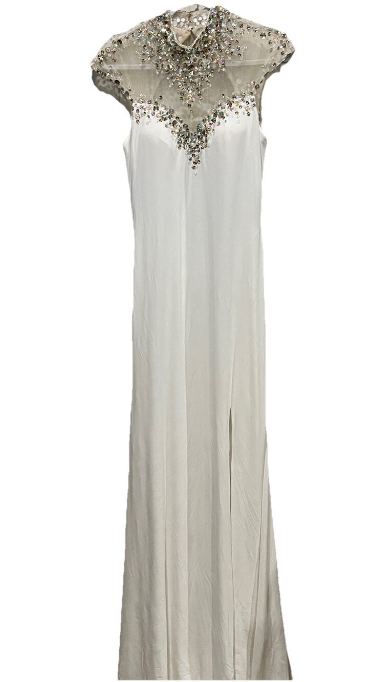 Reflections Ivory Beaded Gown Sz 10 Pageant Prom Quinceañera Wedding Dress Train